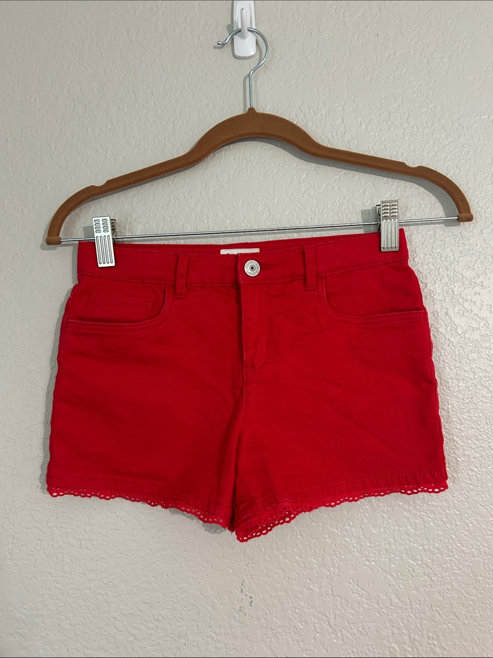 OshKosh B'gosh Bright Red Lace-Trim Jean Shorts